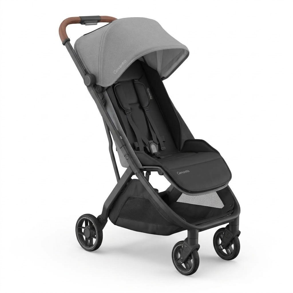 corvantio-compact-travel-stroller-gray-main-three-quarter-view-1.jpg Corvantio Compact Travel Stroller – Gray - Image 1